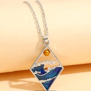 Ocean Wave and Sun Boho Pendant Necklace NWT
